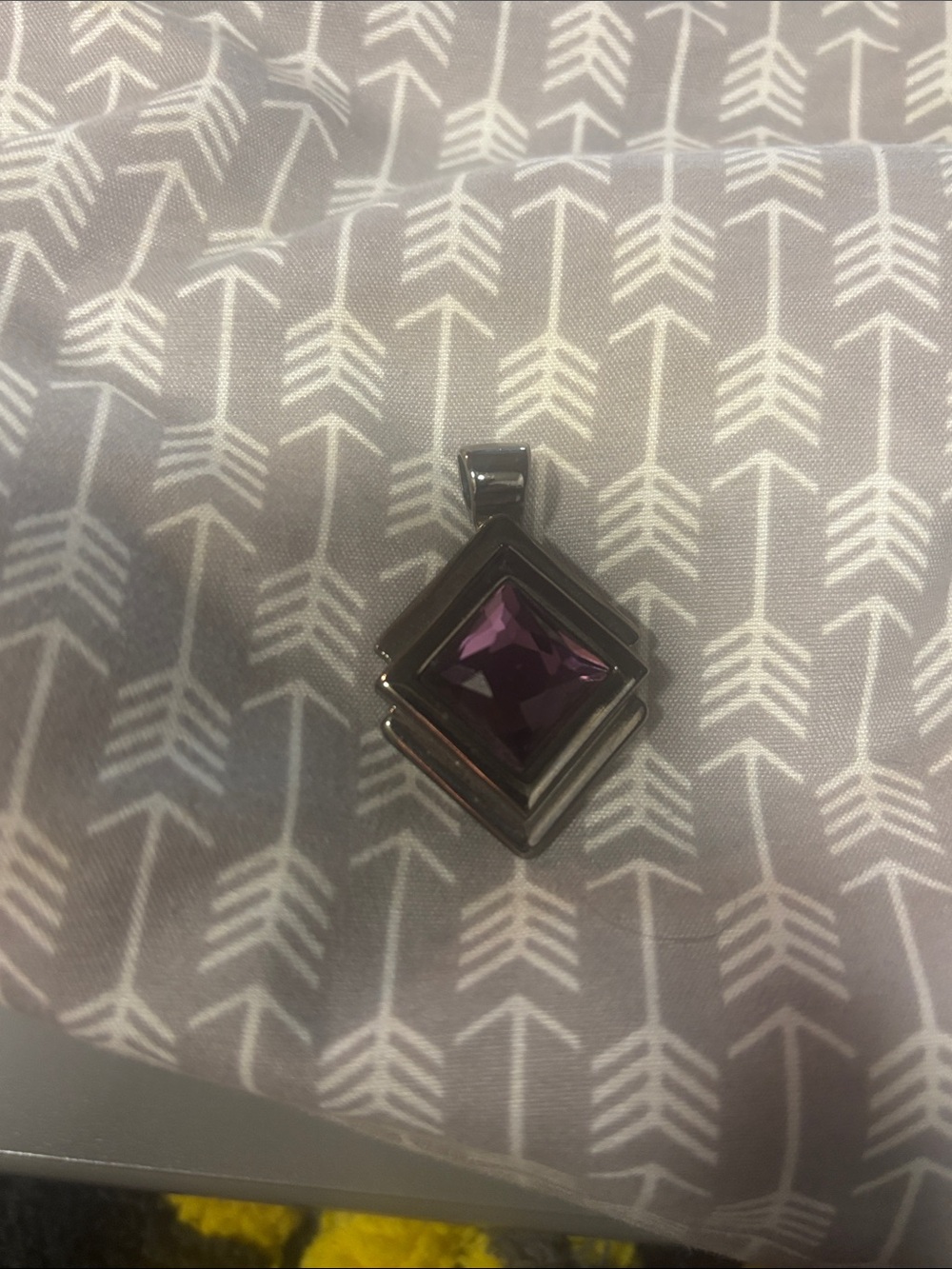 Lia Sophia Gunmetal Pendant with Purple Stone
